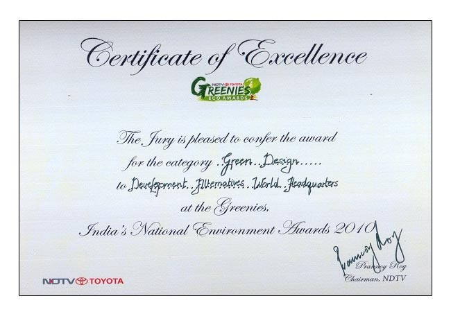 Certificate_NDTV Toyota Greenies Award 2010