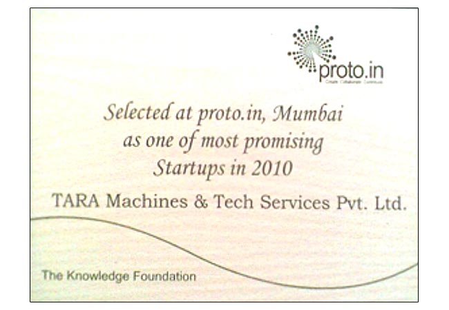 Award for the “Most Promising Startup by proto.in, Mumbai, 2010